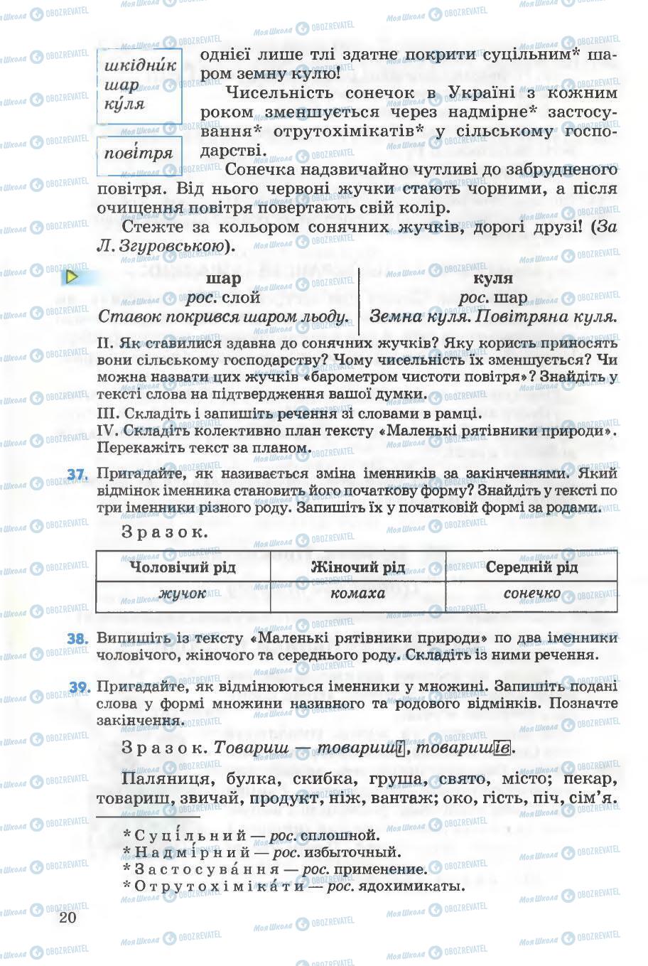 Підручники Українська мова 5 клас сторінка 20