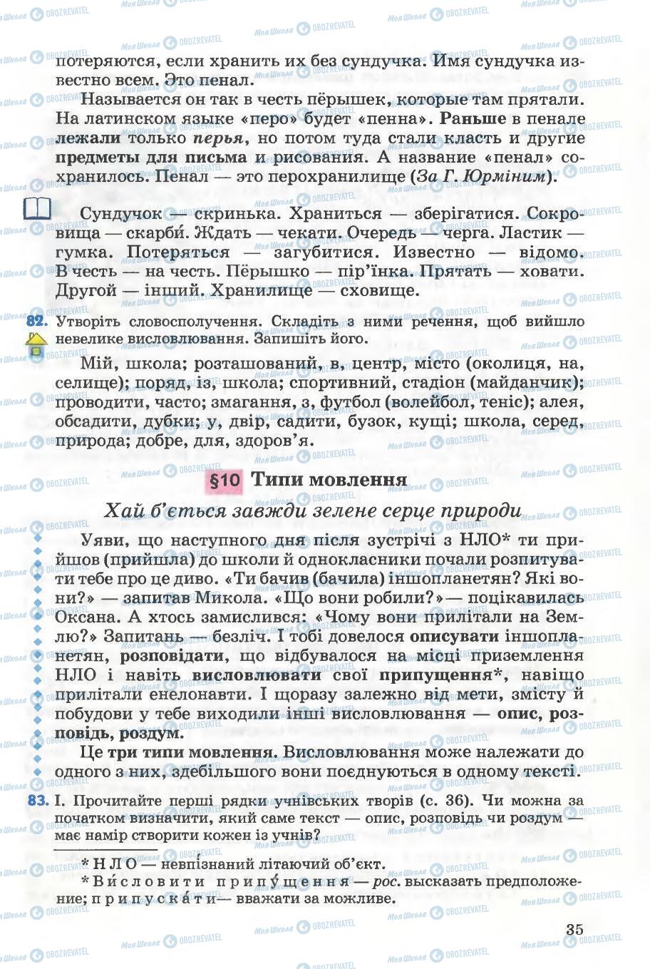 Підручники Українська мова 5 клас сторінка 35