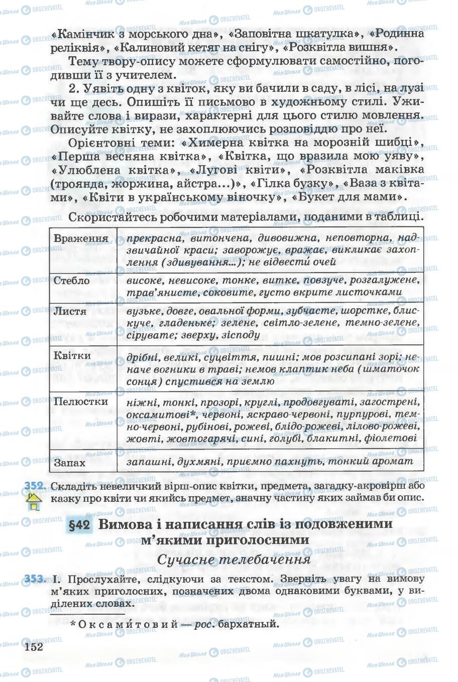 Підручники Українська мова 5 клас сторінка 152