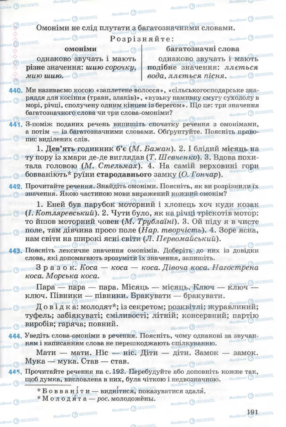 Підручники Українська мова 5 клас сторінка 191