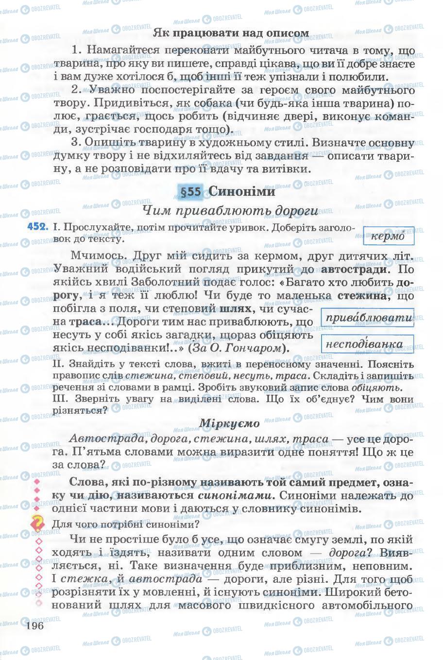 Підручники Українська мова 5 клас сторінка 196