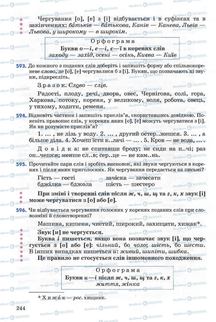 Підручники Українська мова 5 клас сторінка 244