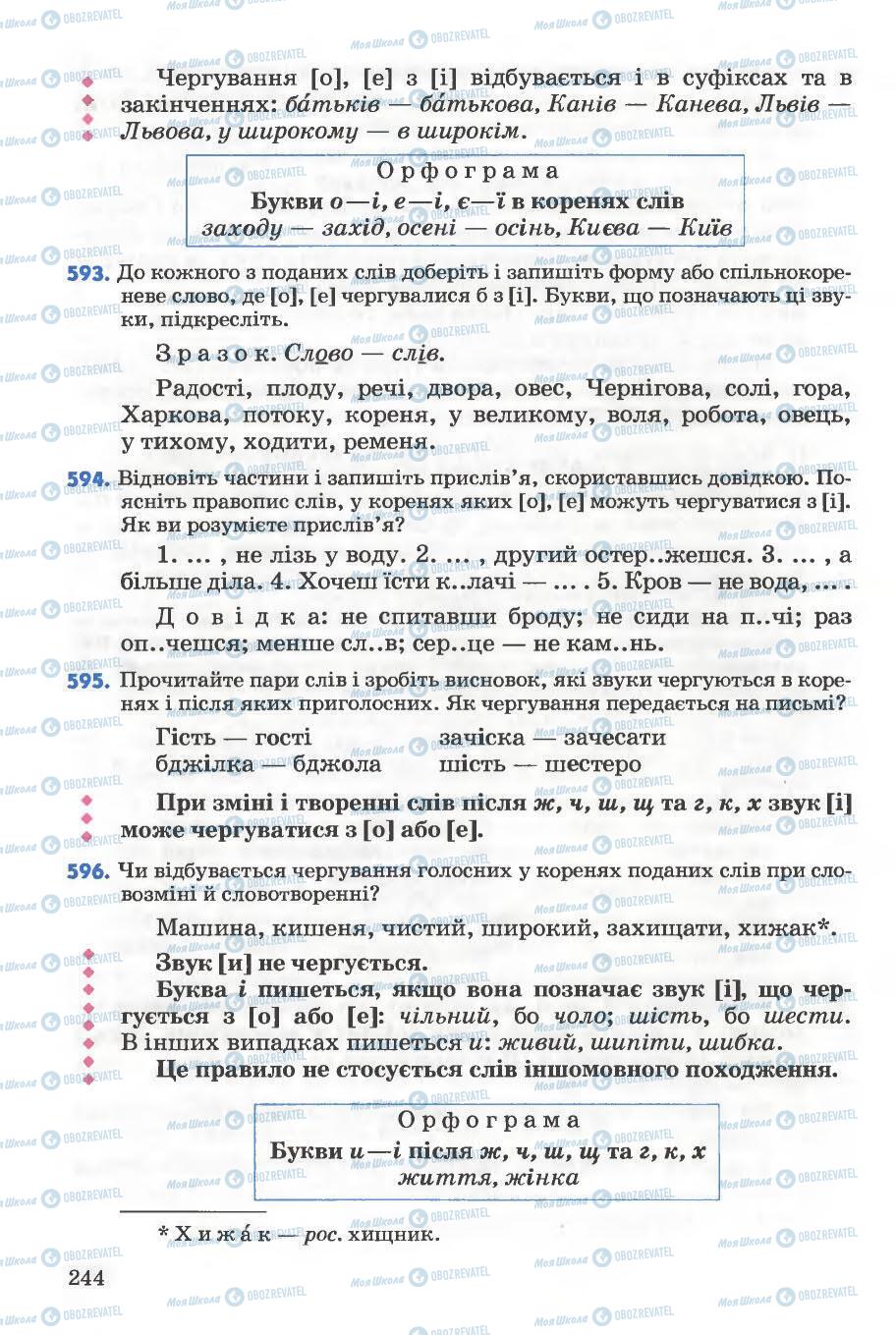 Учебники Укр мова 5 класс страница 244