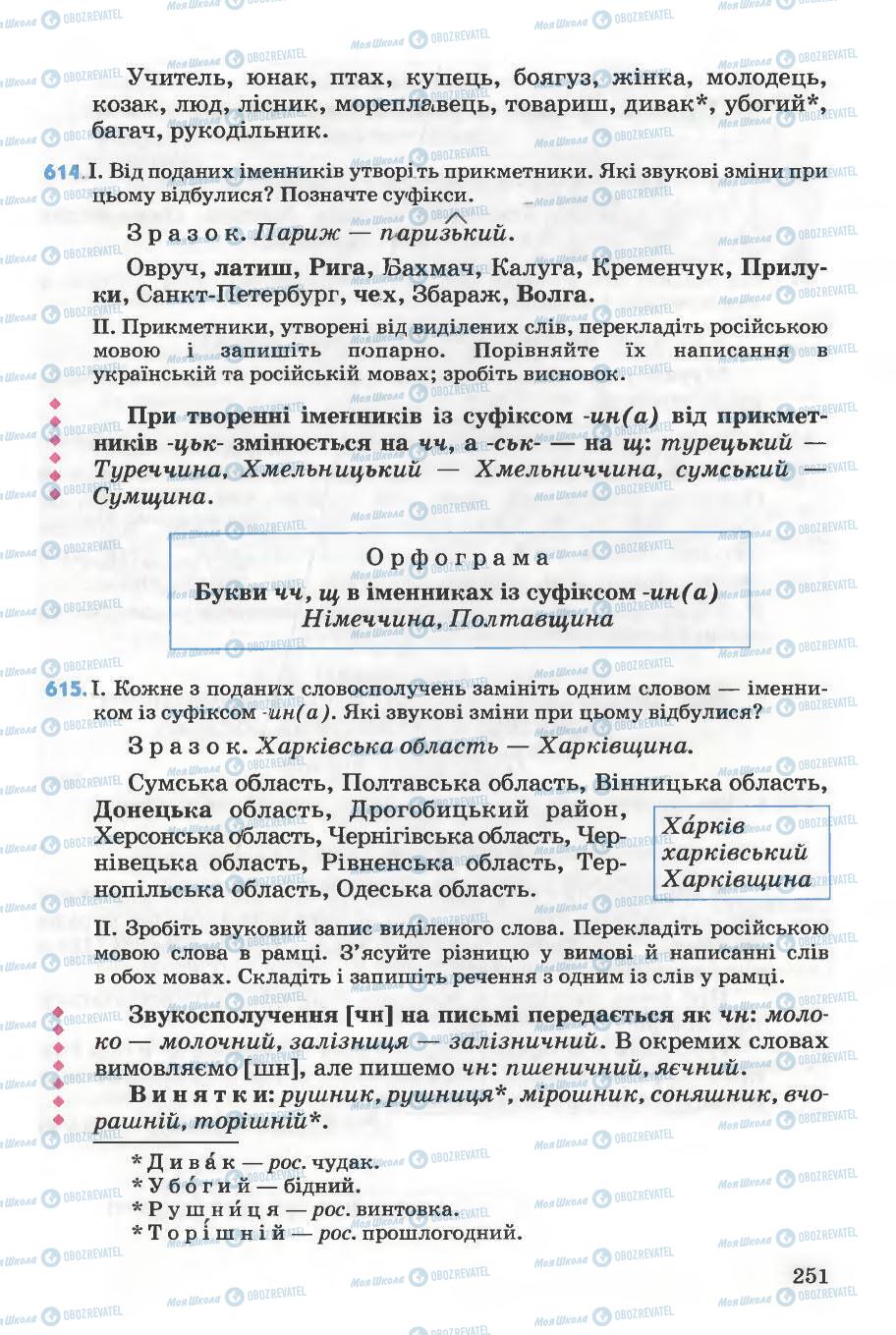 Підручники Українська мова 5 клас сторінка 251