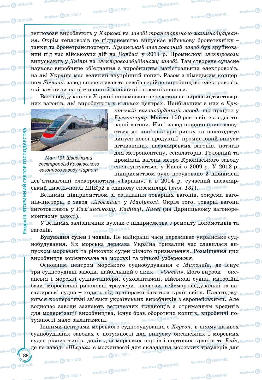 Підручники Географія 9 клас сторінка 188