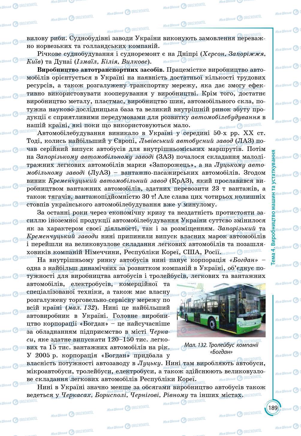 Підручники Географія 9 клас сторінка 189