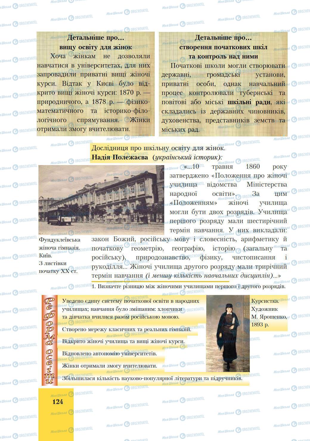 Підручники Історія України 9 клас сторінка 124