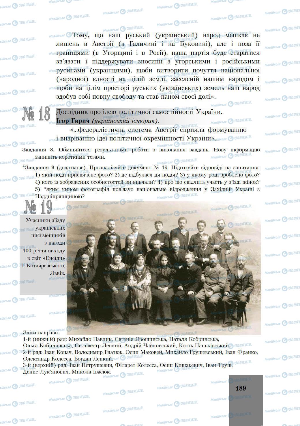Учебники История Украины 9 класс страница 189