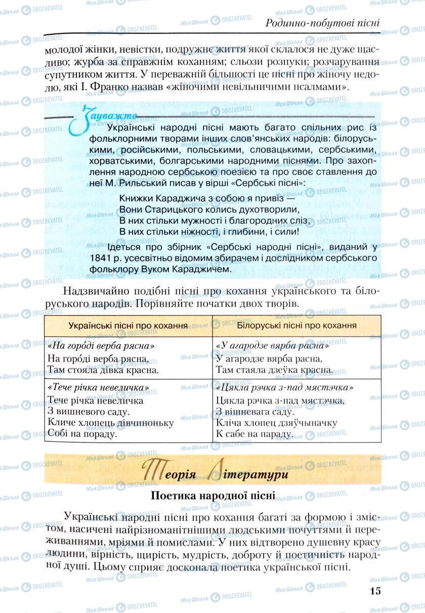 Учебники Укр лит 9 класс страница 15