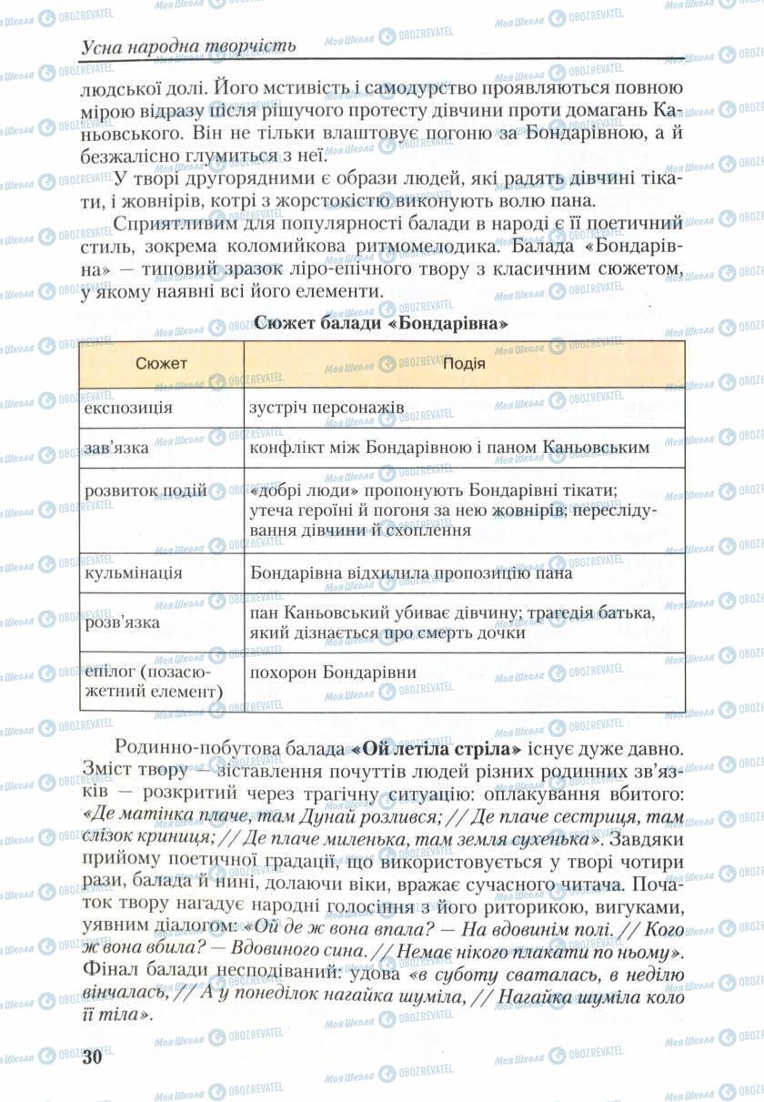 Підручники Українська література 9 клас сторінка 30