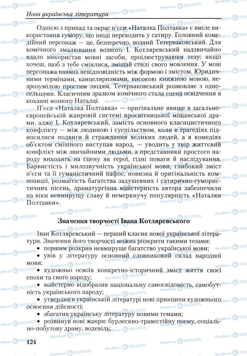 Підручники Українська література 9 клас сторінка 124