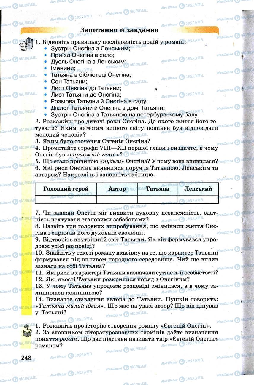 Підручники Зарубіжна література 9 клас сторінка 248