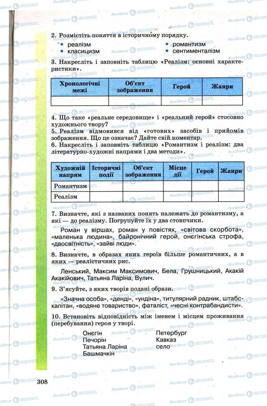 Підручники Зарубіжна література 9 клас сторінка 308