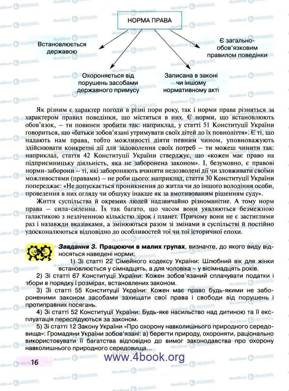 Підручники Правознавство 9 клас сторінка 16