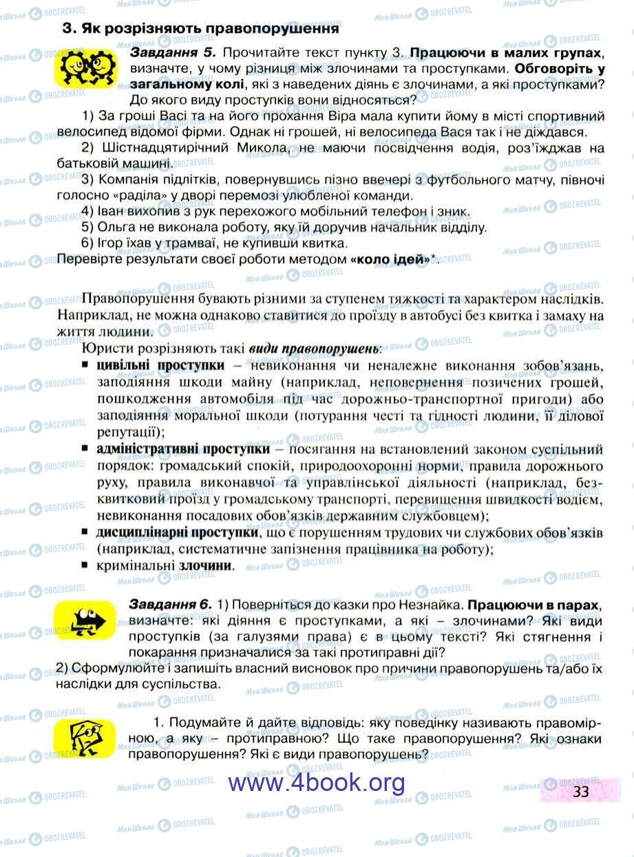 Підручники Правознавство 9 клас сторінка 33