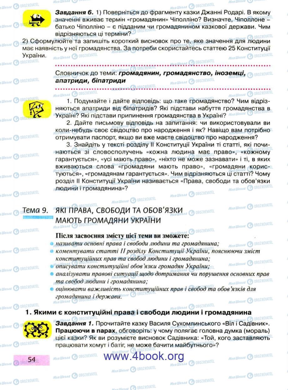 Підручники Правознавство 9 клас сторінка 54