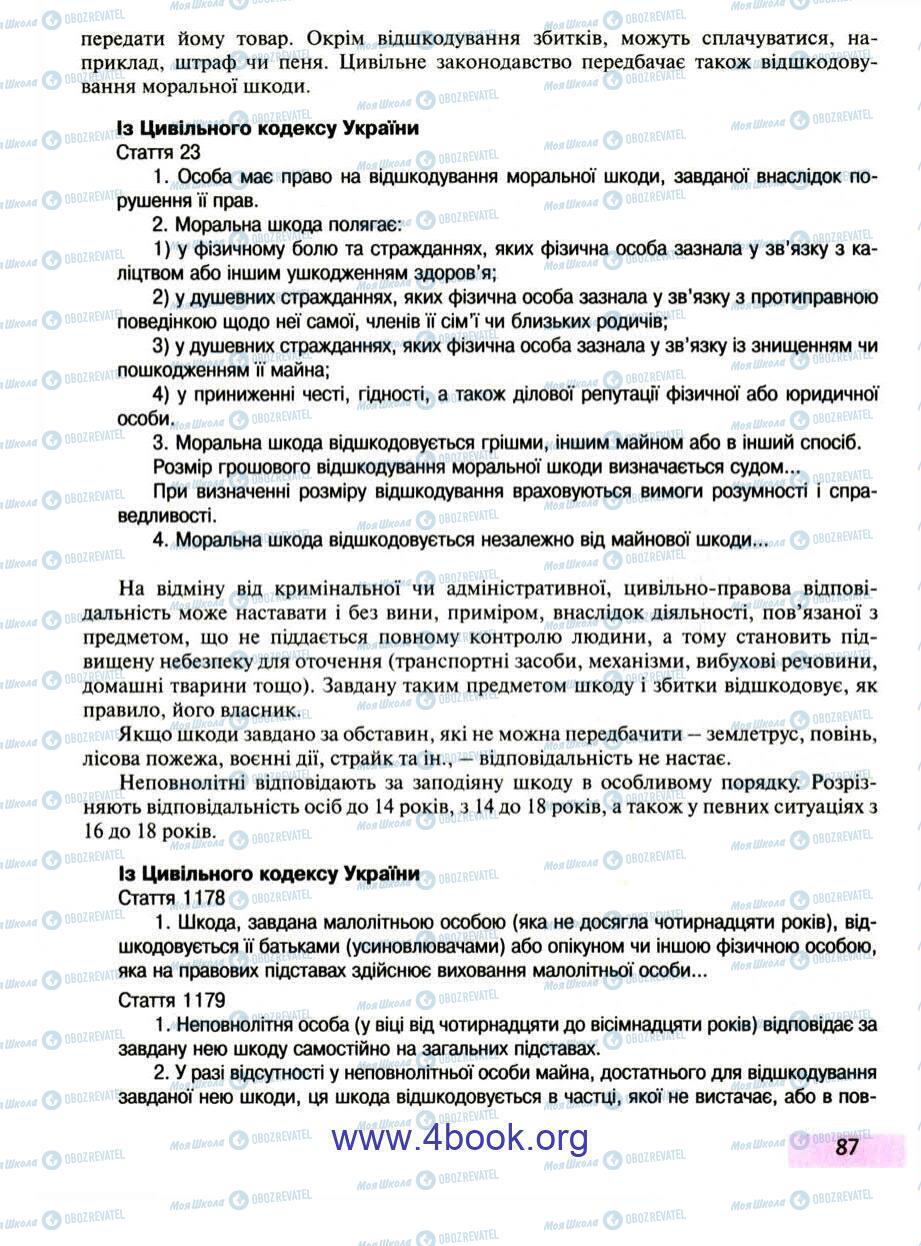 Підручники Правознавство 9 клас сторінка 87