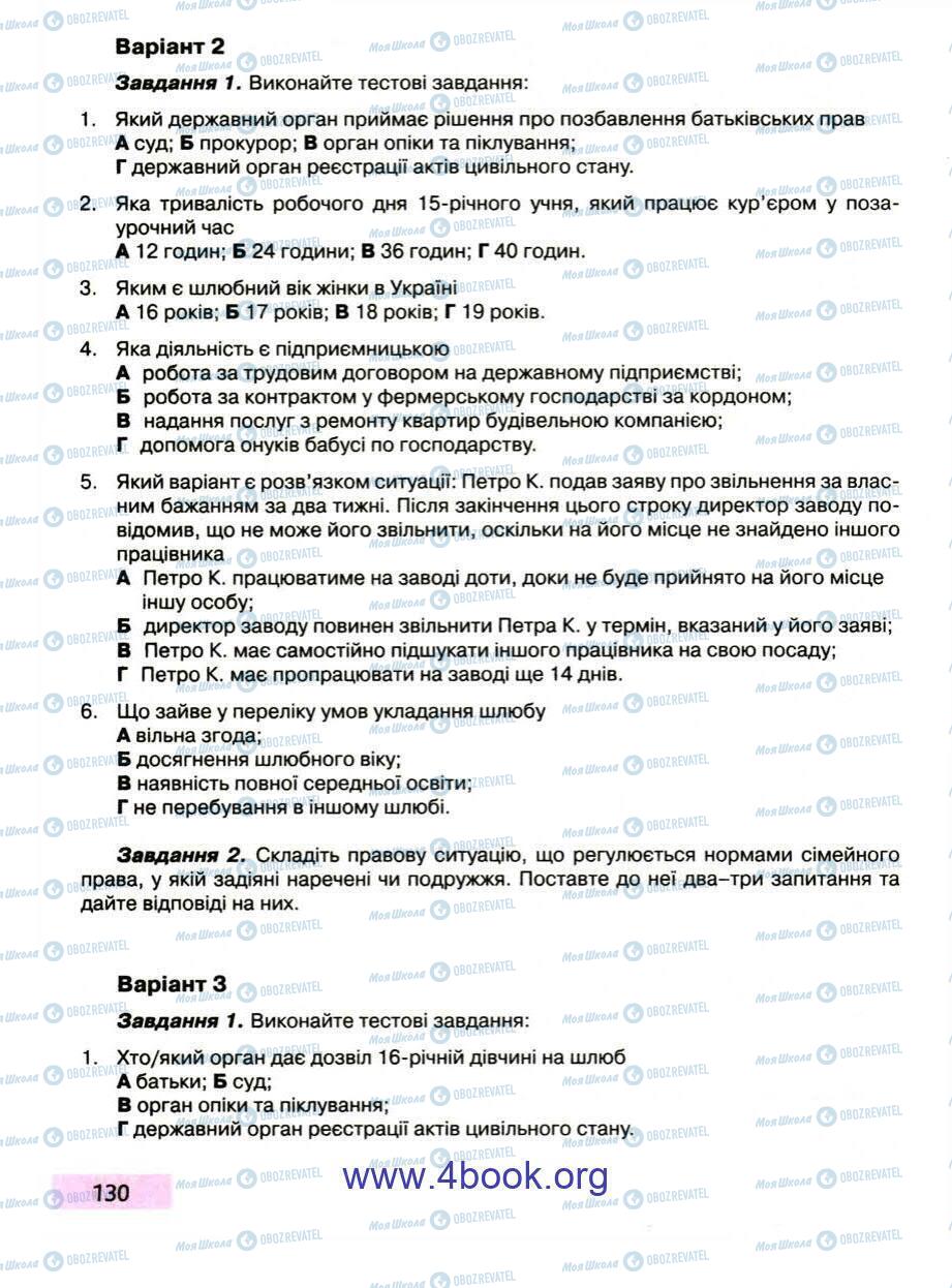 Підручники Правознавство 9 клас сторінка 130