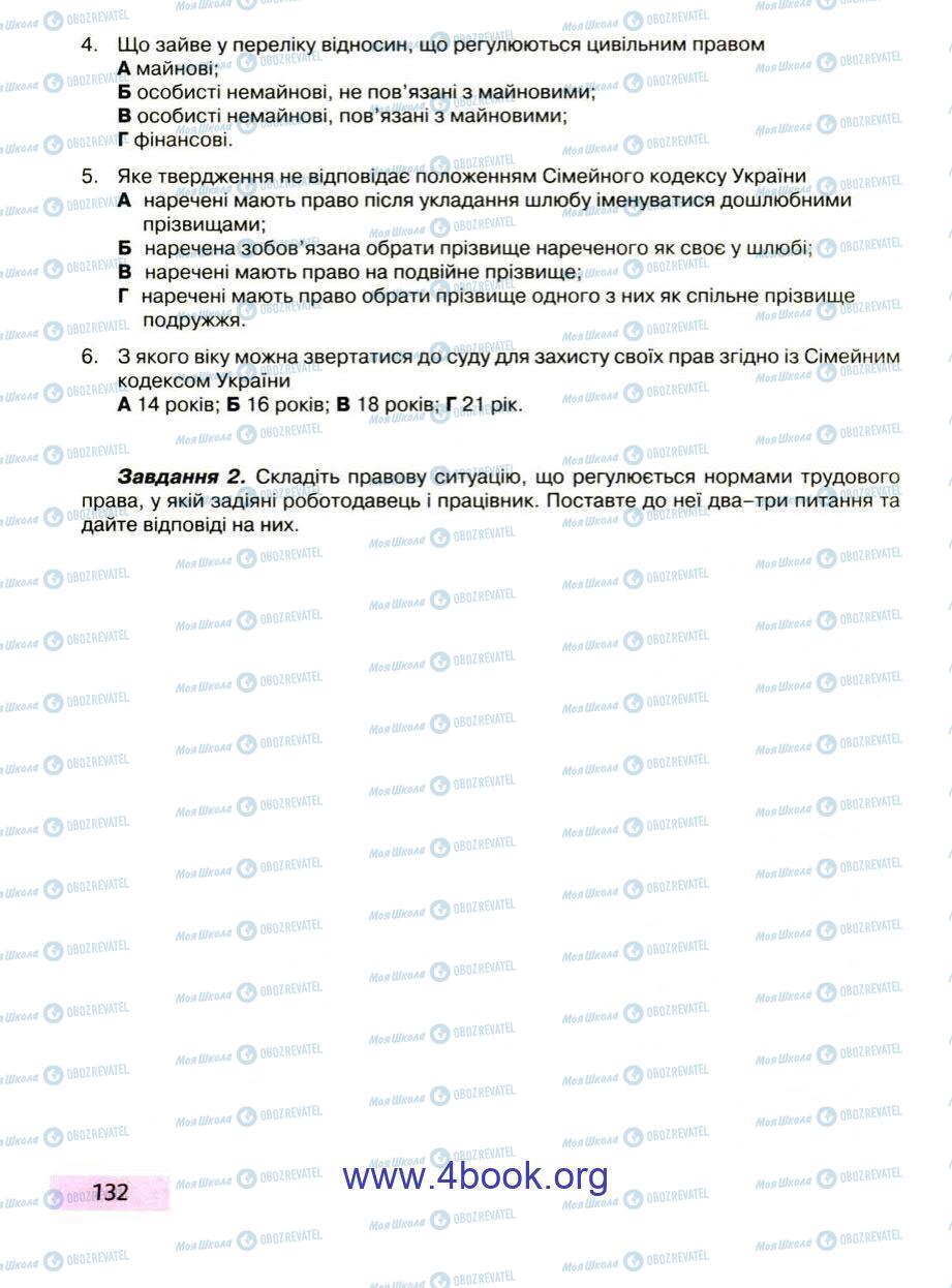 Підручники Правознавство 9 клас сторінка 132