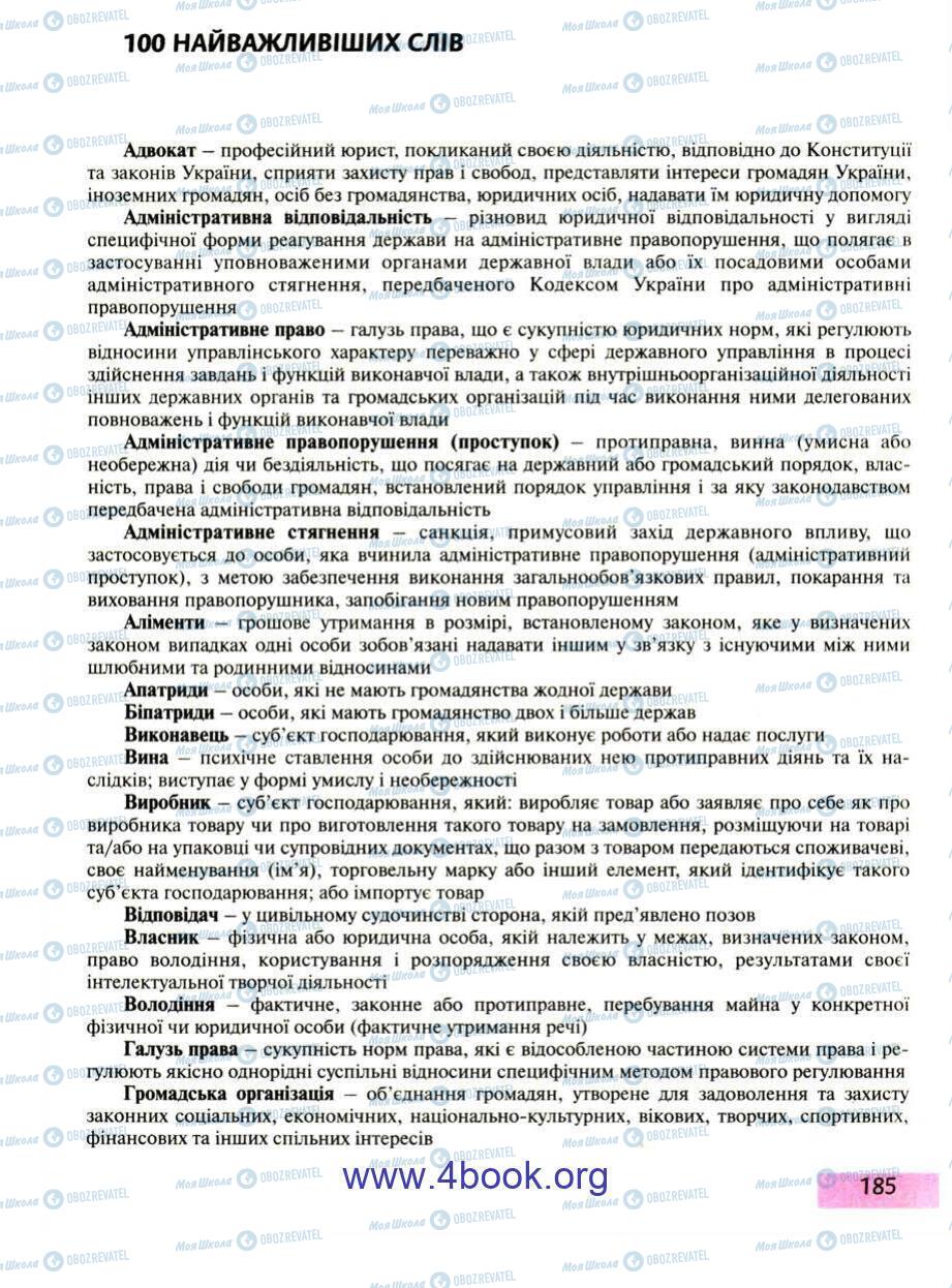 Підручники Правознавство 9 клас сторінка 185