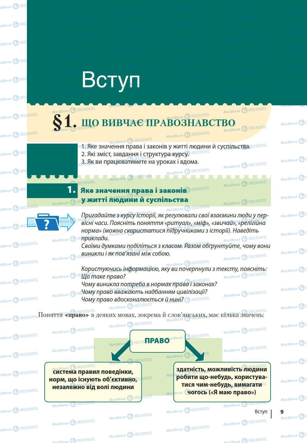 Підручники Правознавство 9 клас сторінка 9