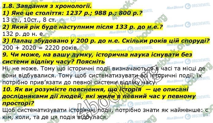 ГДЗ История Украины 5 класс страница 1.8-1.10