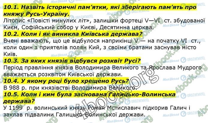 ГДЗ Історія України 5 клас сторінка 10.1-10.5