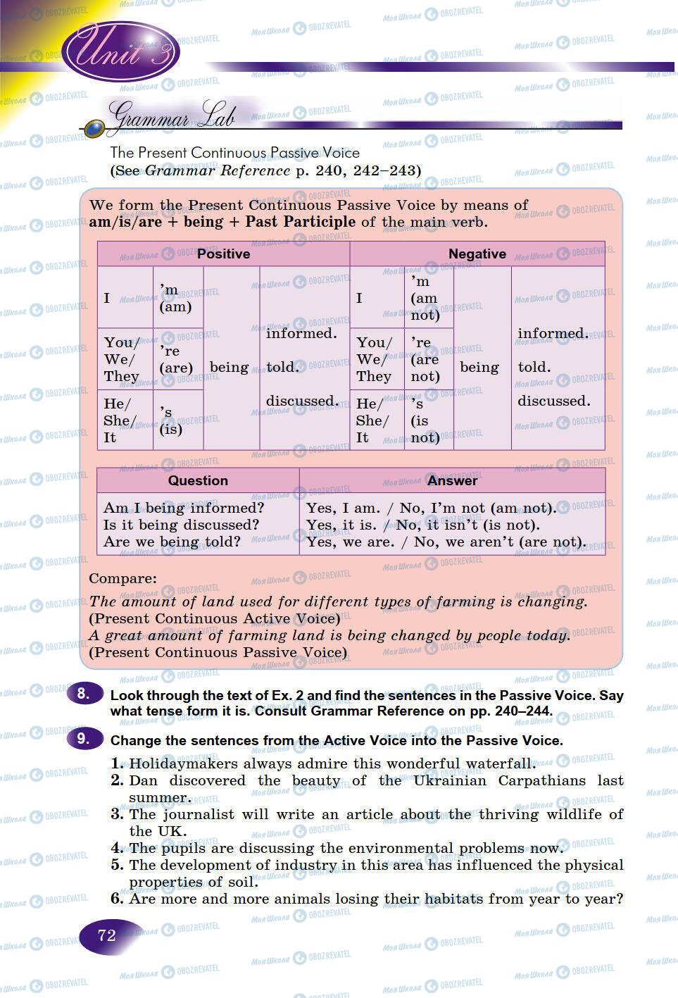 Підручники Англійська мова 9 клас сторінка 72