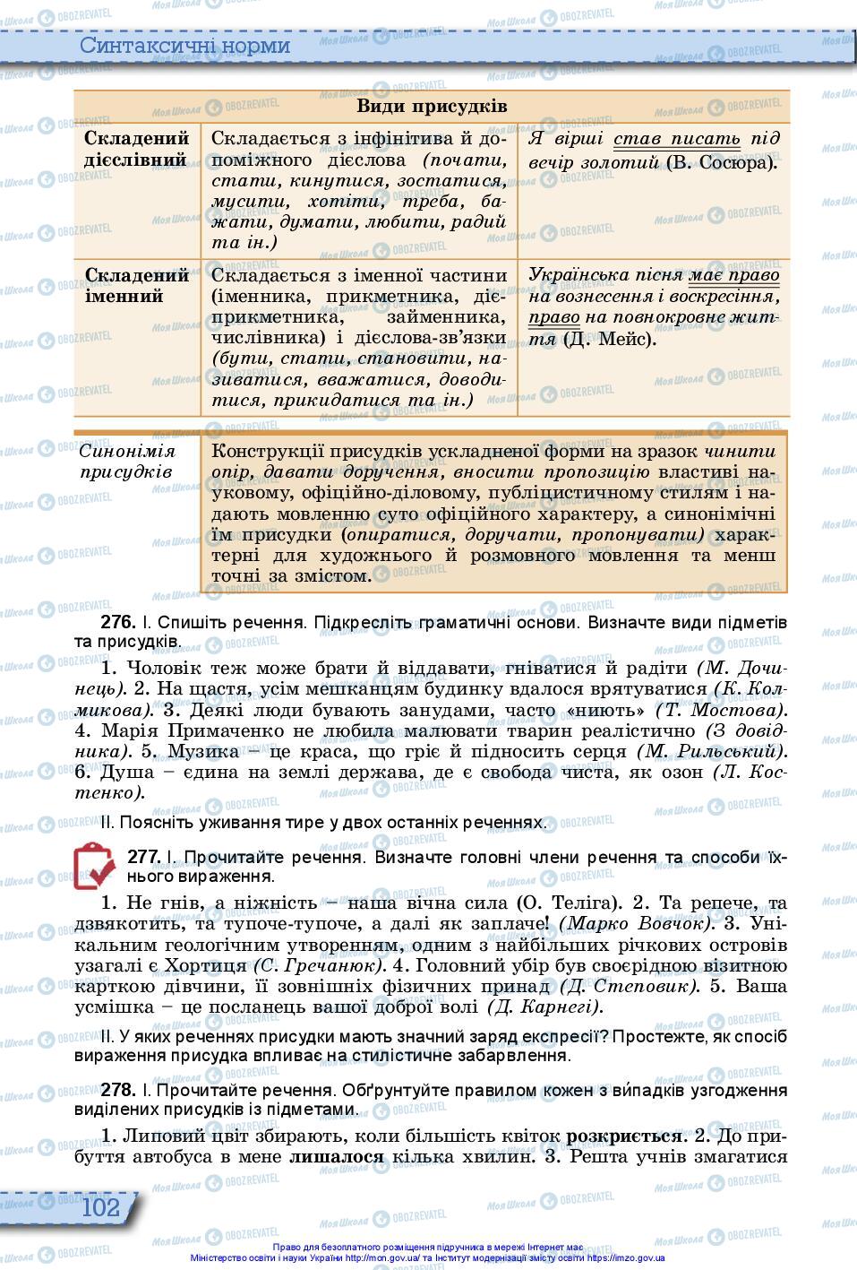 Учебники Укр мова 10 класс страница 102
