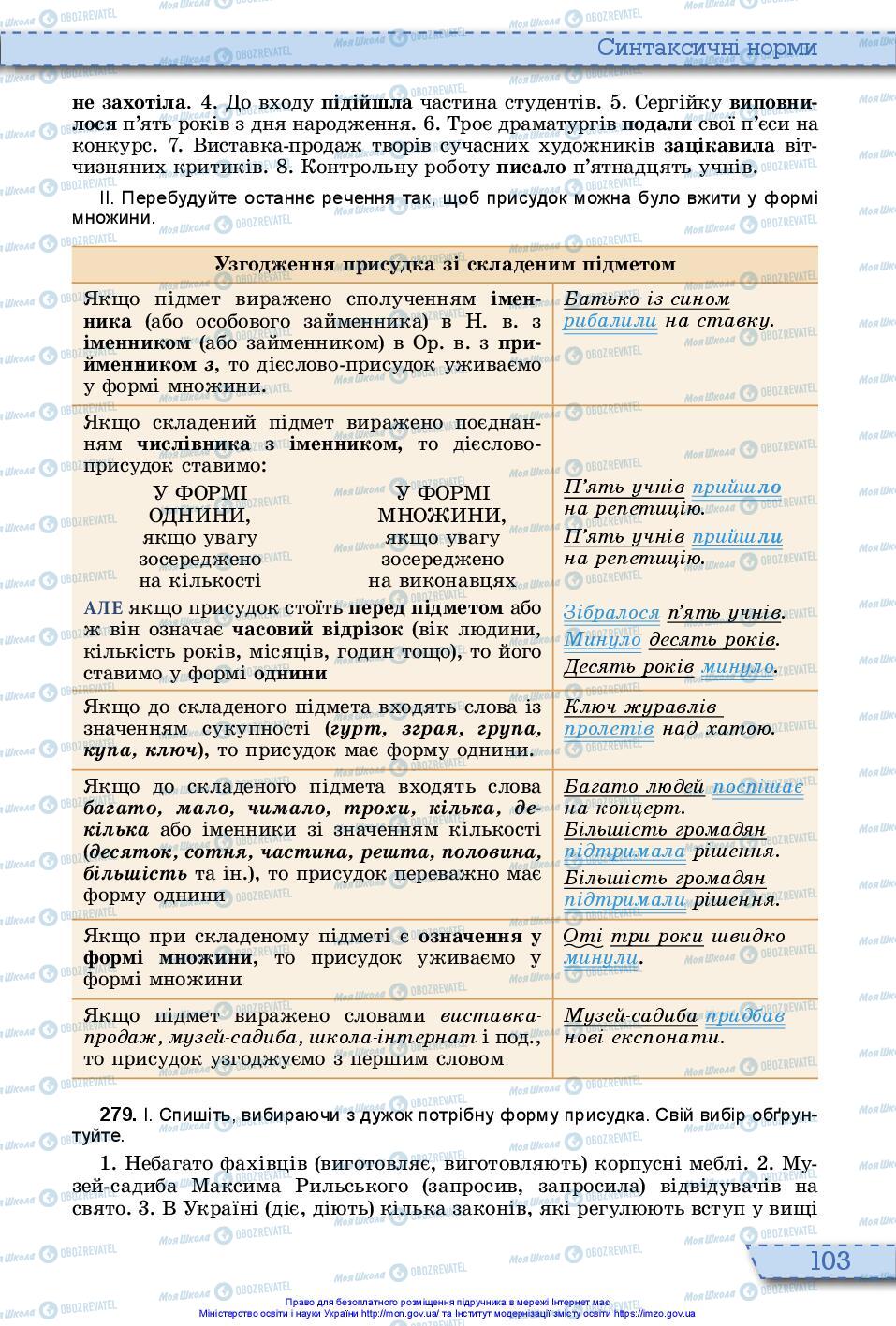 Підручники Українська мова 10 клас сторінка 103