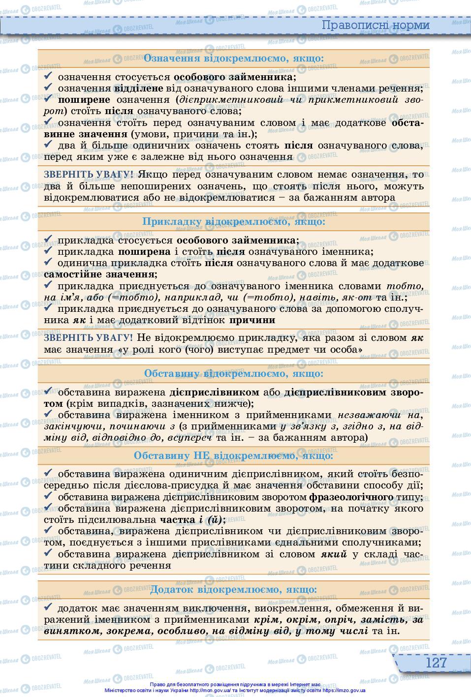 Підручники Українська мова 10 клас сторінка 127