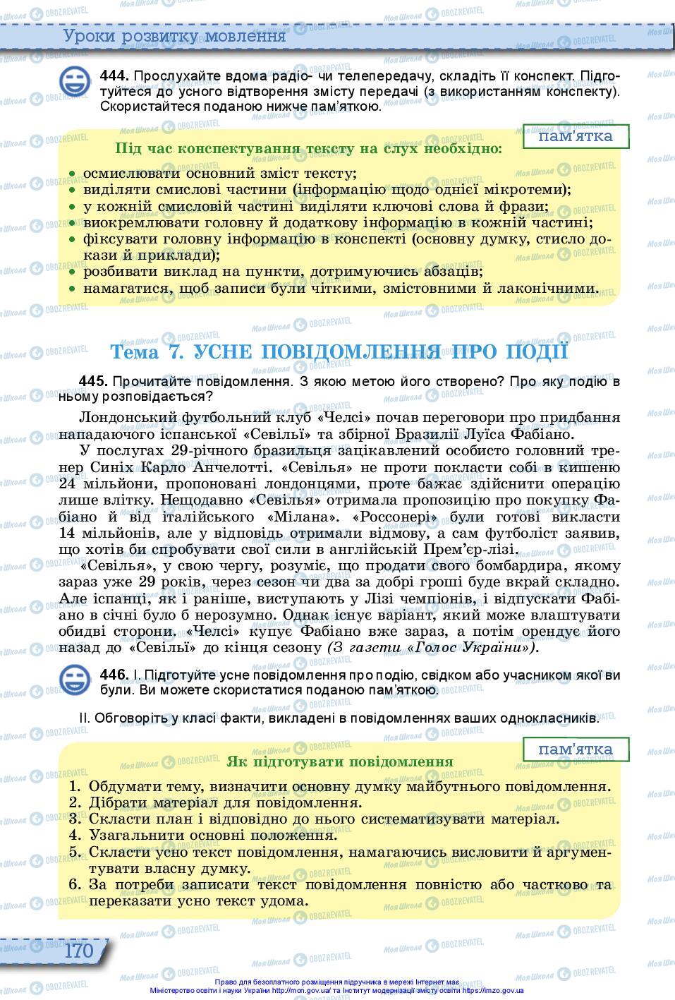 Підручники Українська мова 10 клас сторінка 170