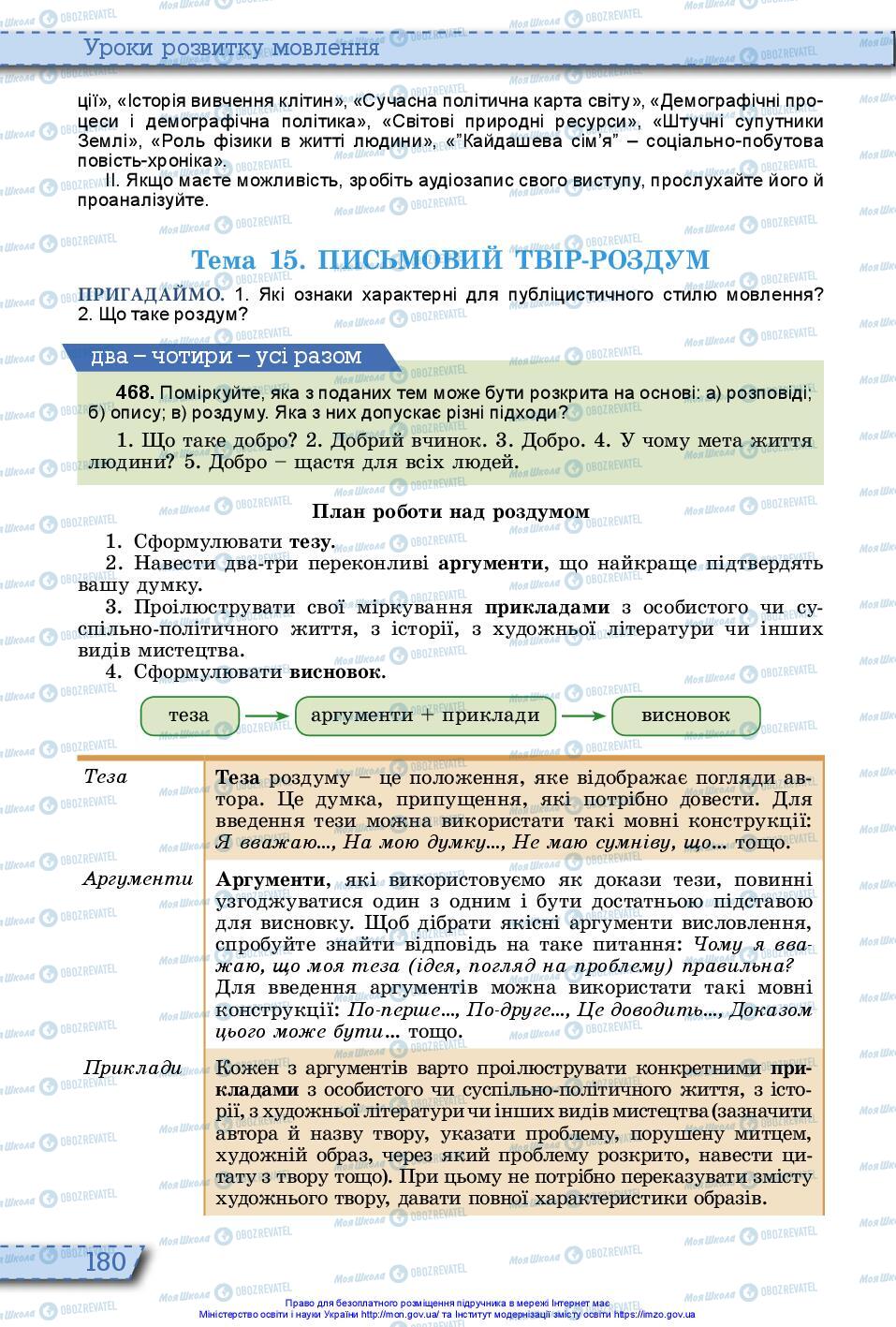 Підручники Українська мова 10 клас сторінка 180