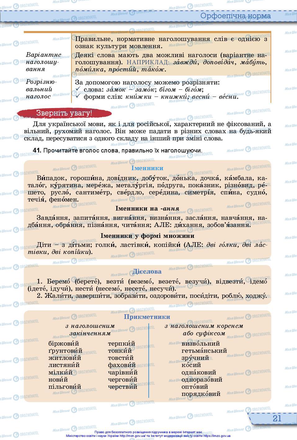 Підручники Українська мова 10 клас сторінка 21
