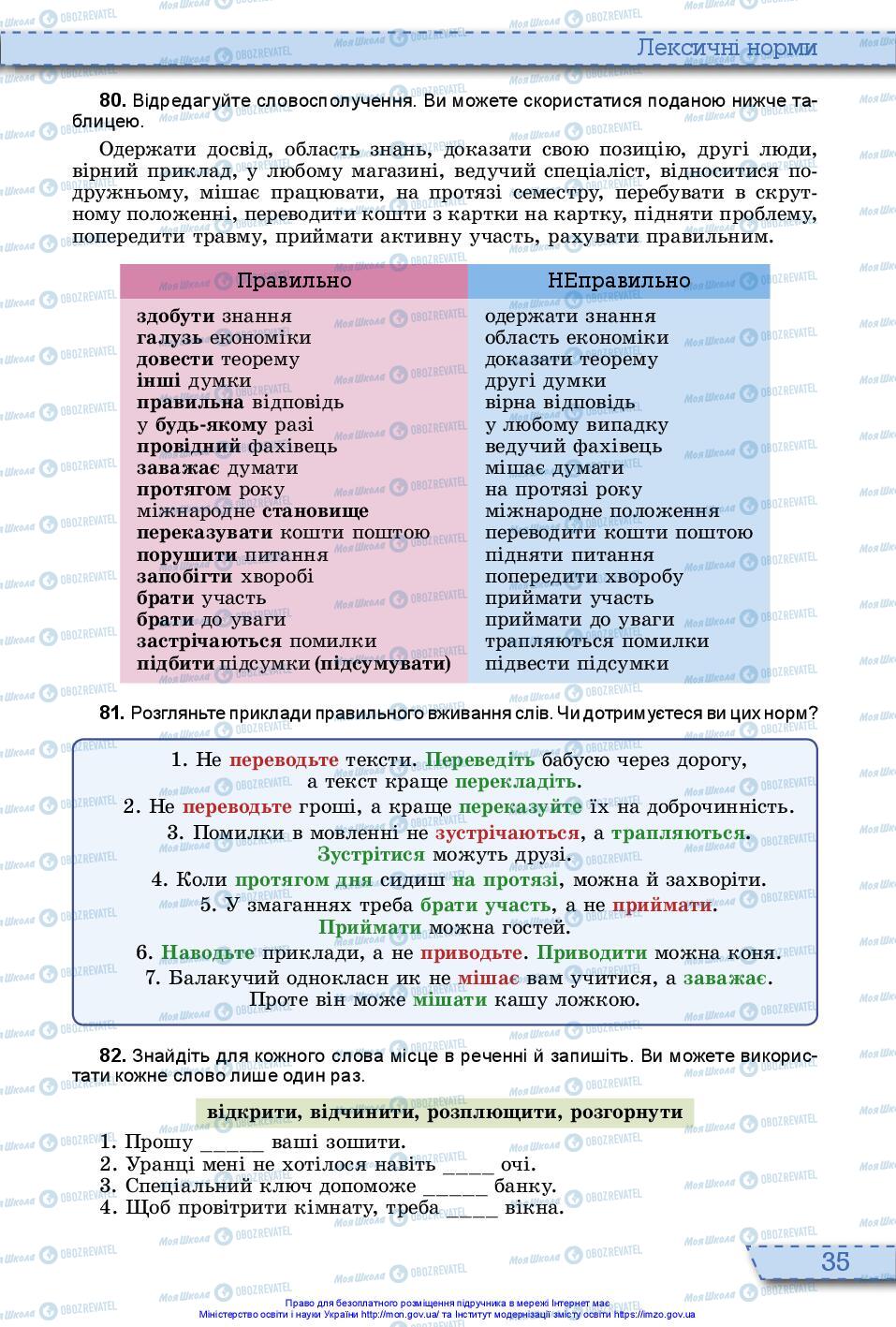 Підручники Українська мова 10 клас сторінка 35
