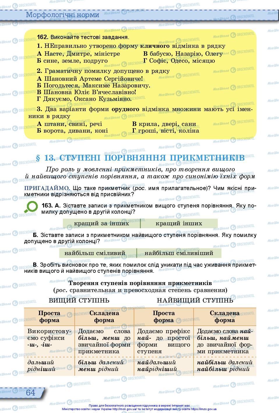 Підручники Українська мова 10 клас сторінка 64