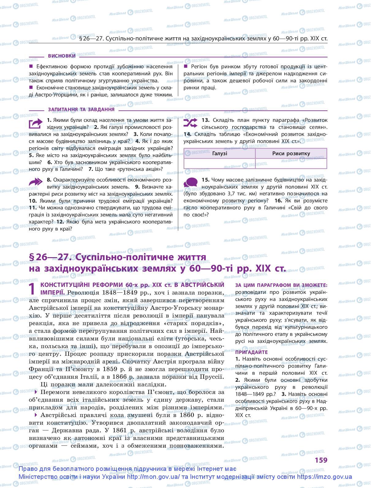 Підручники Історія України 9 клас сторінка 159