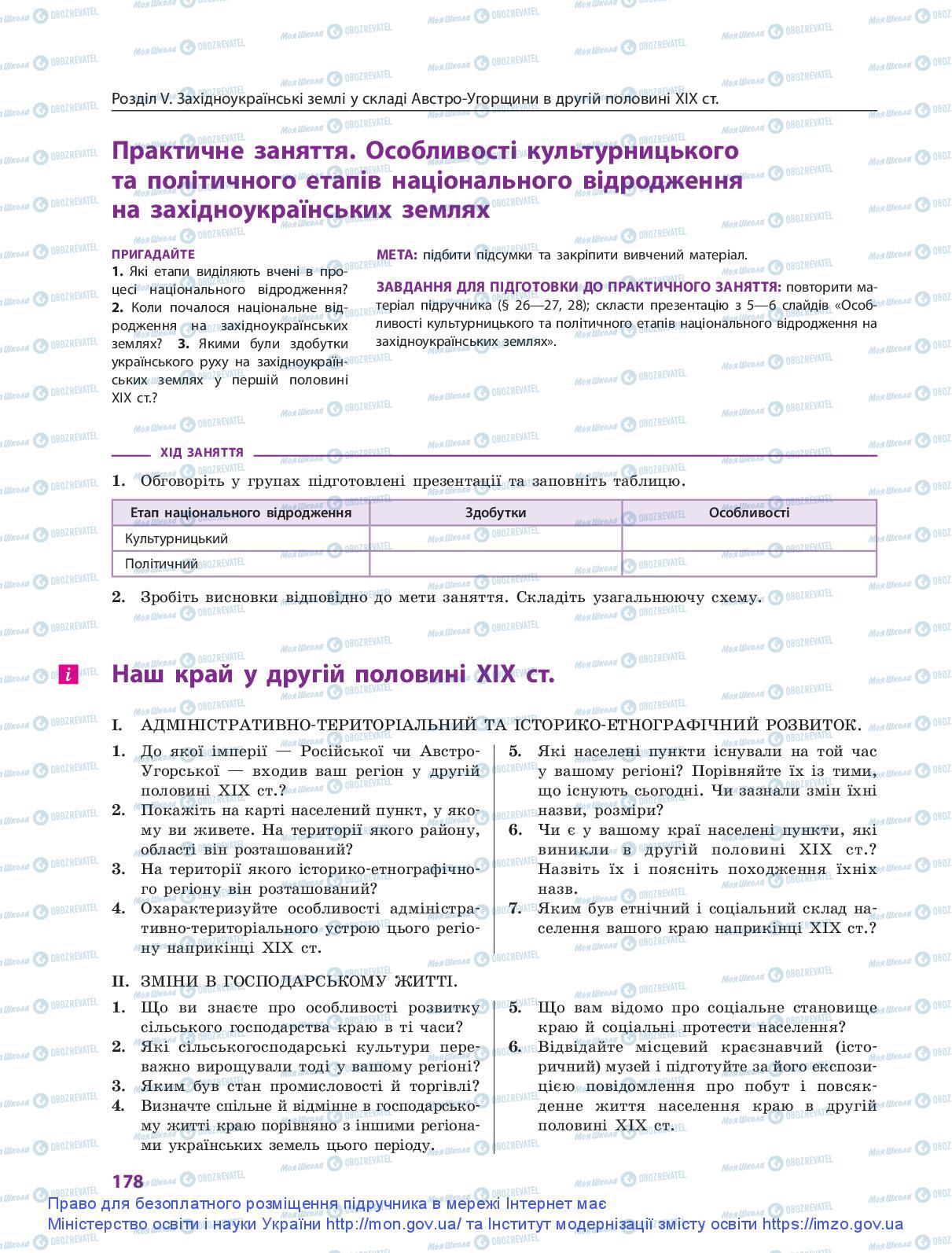 Підручники Історія України 9 клас сторінка 178