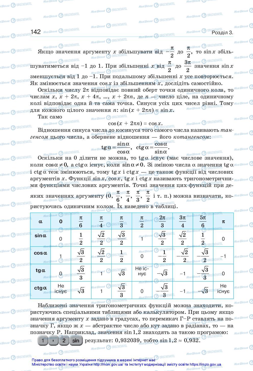 Підручники Алгебра 10 клас сторінка 142