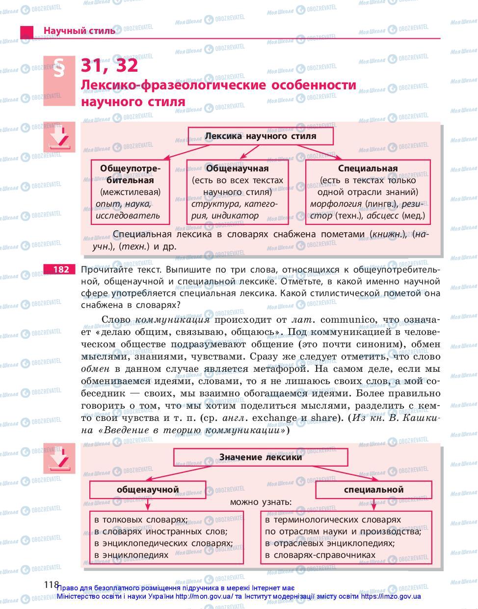 Підручники Російська мова 10 клас сторінка 118