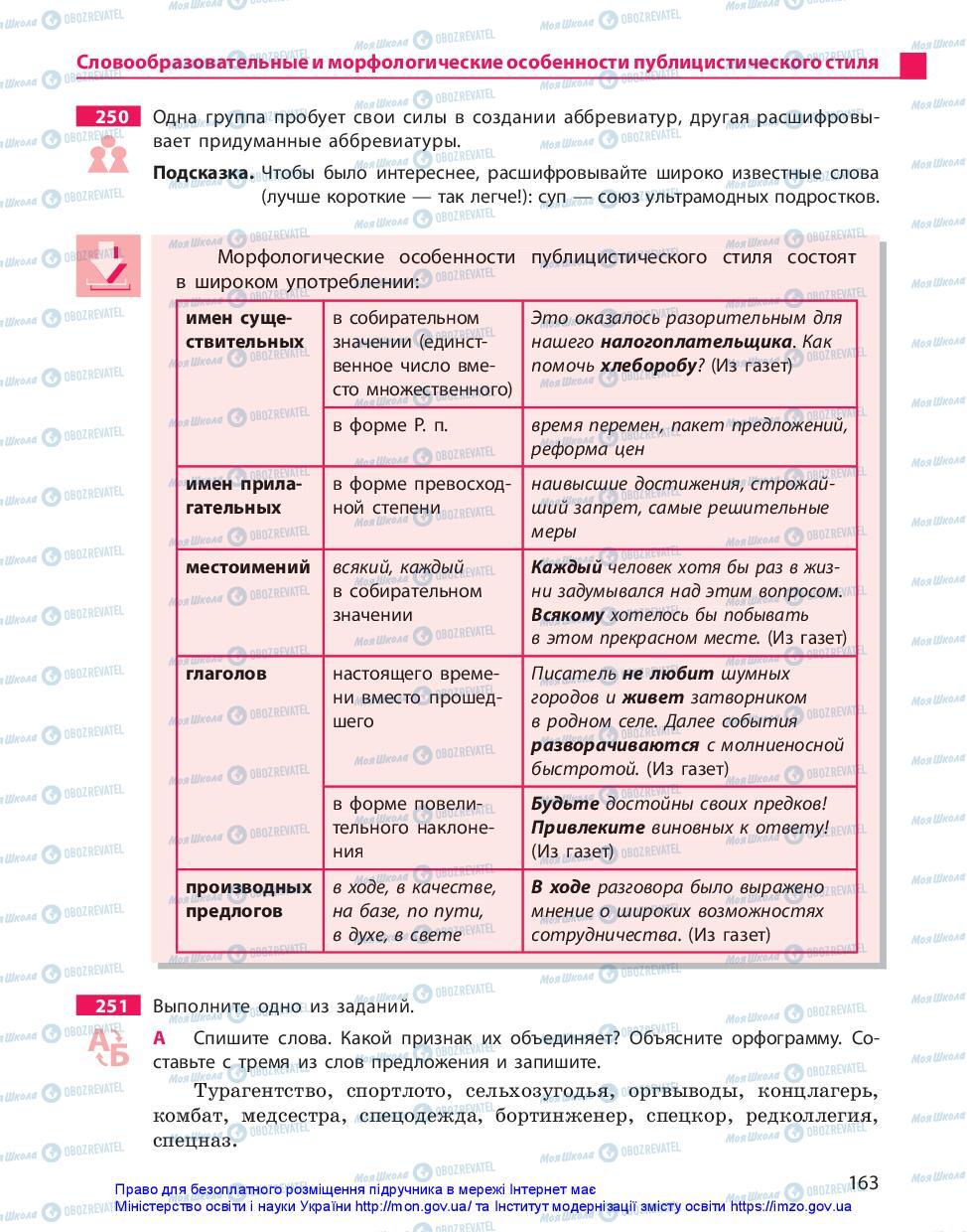 Підручники Російська мова 10 клас сторінка 163