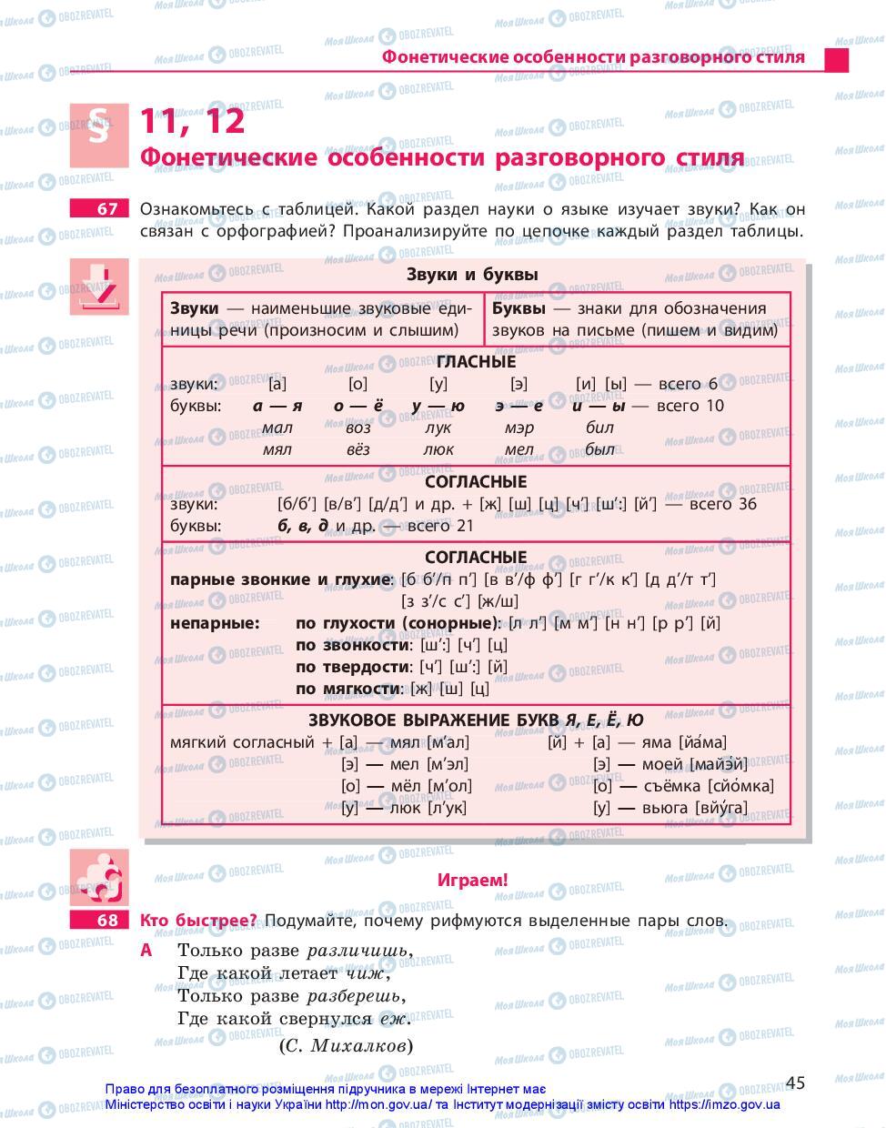 Учебники Русский язык 10 класс страница 45