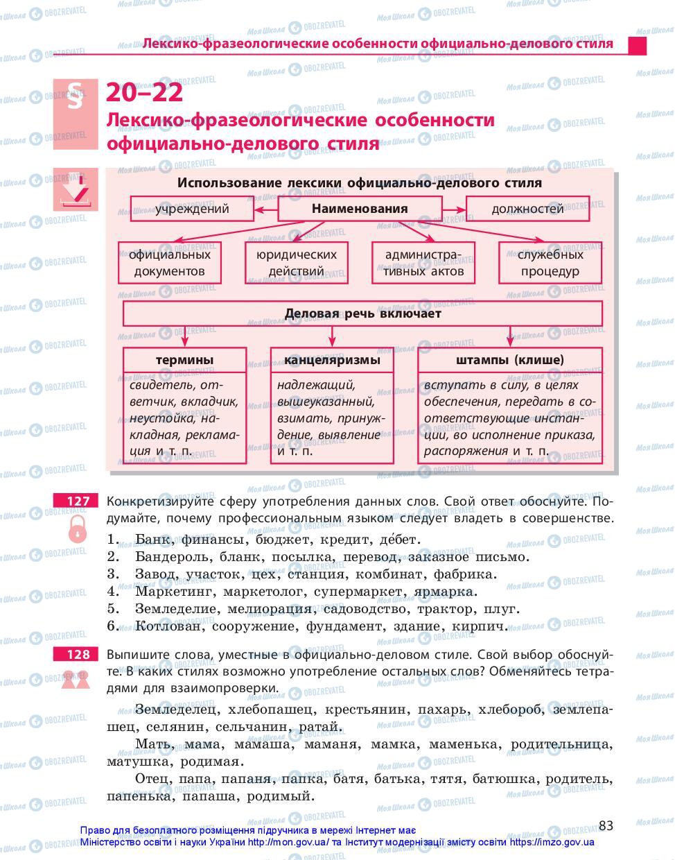 Підручники Російська мова 10 клас сторінка 83