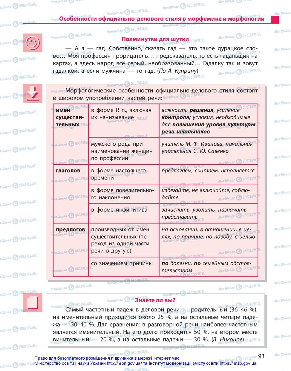 Учебники Русский язык 10 класс страница 93