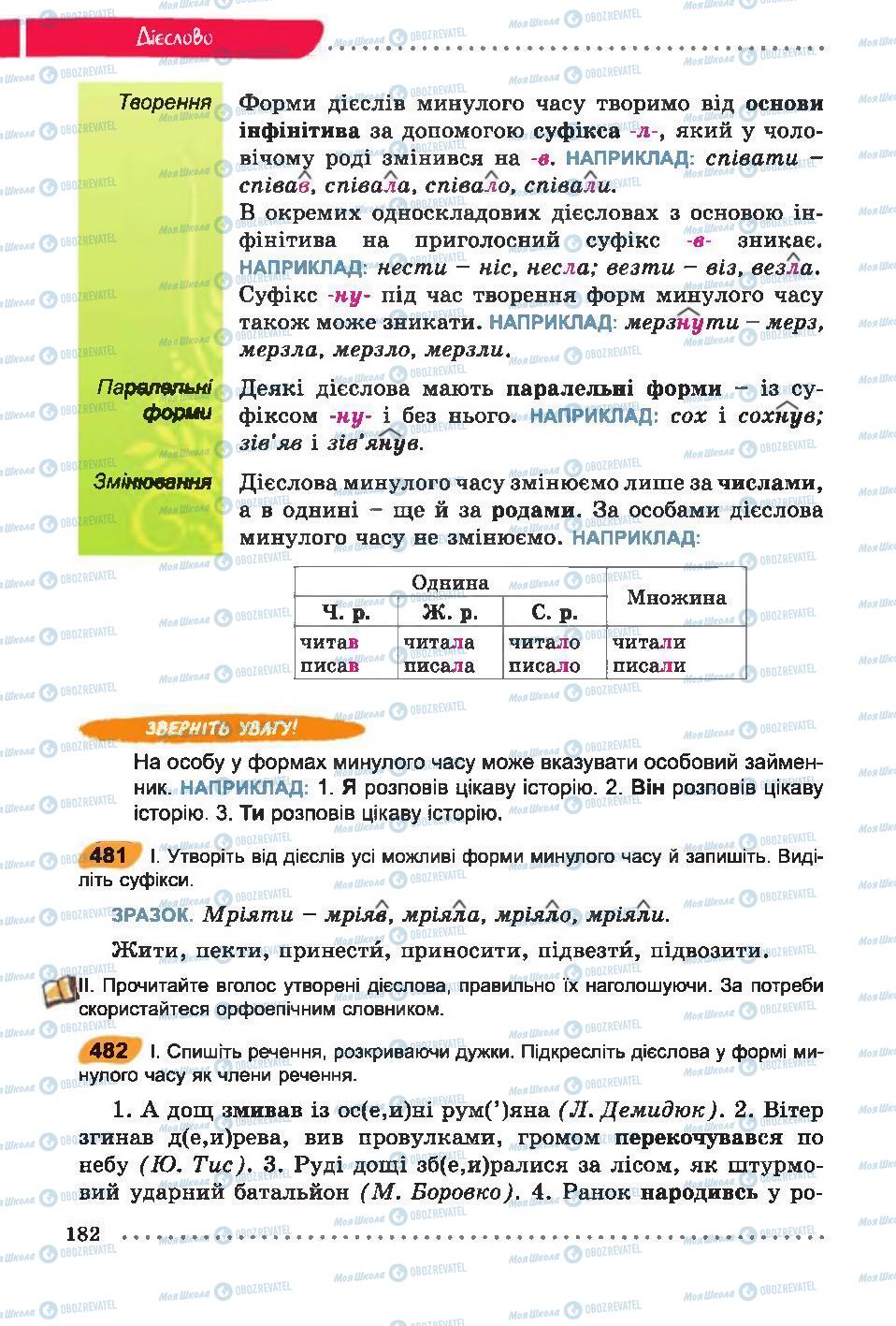 Учебники Укр мова 6 класс страница 182