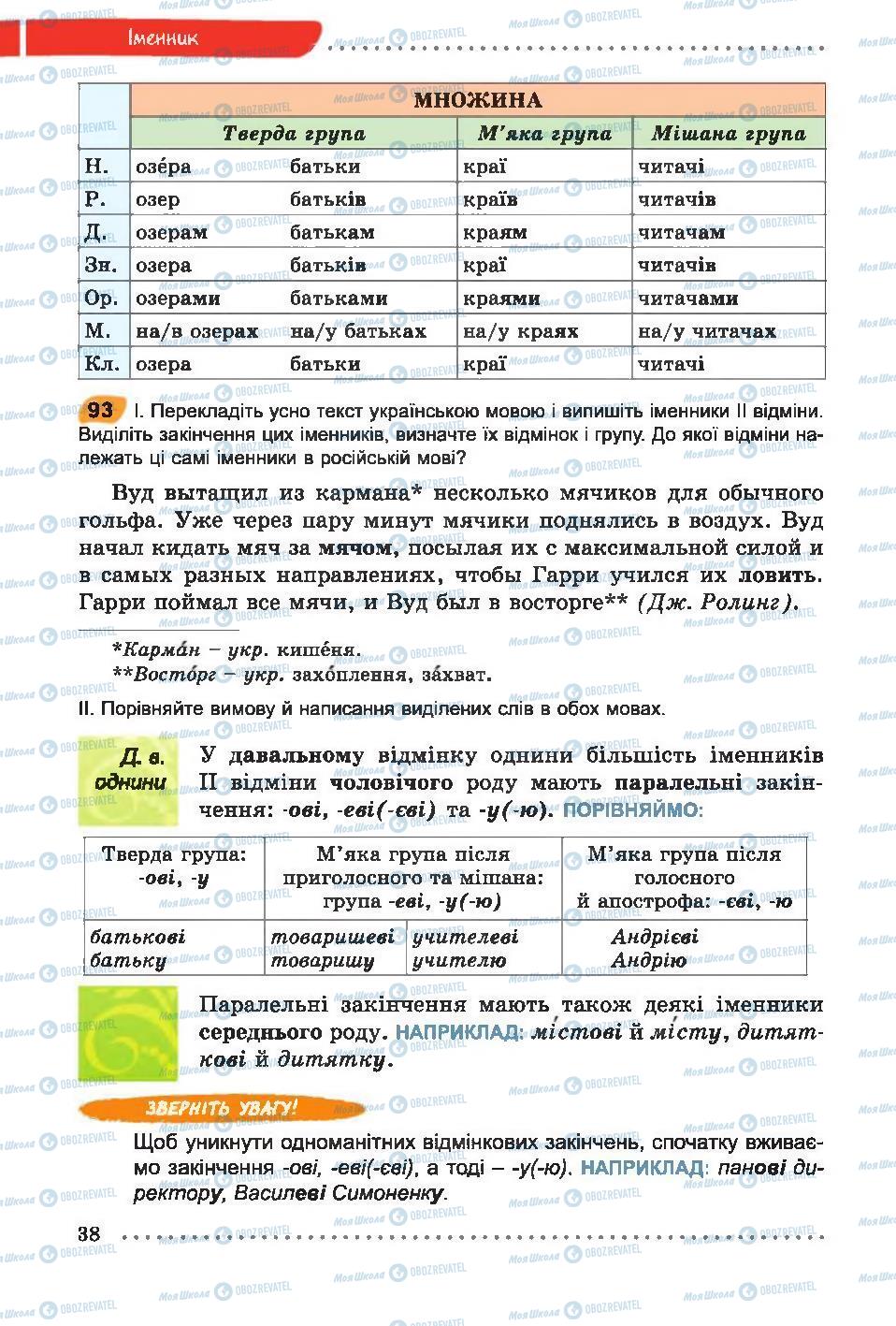 Учебники Укр мова 6 класс страница  38