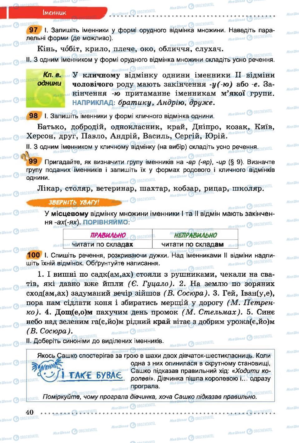 Підручники Українська мова 6 клас сторінка  40