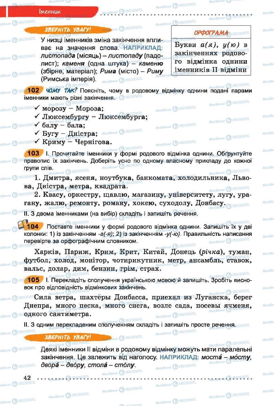 Підручники Українська мова 6 клас сторінка  42