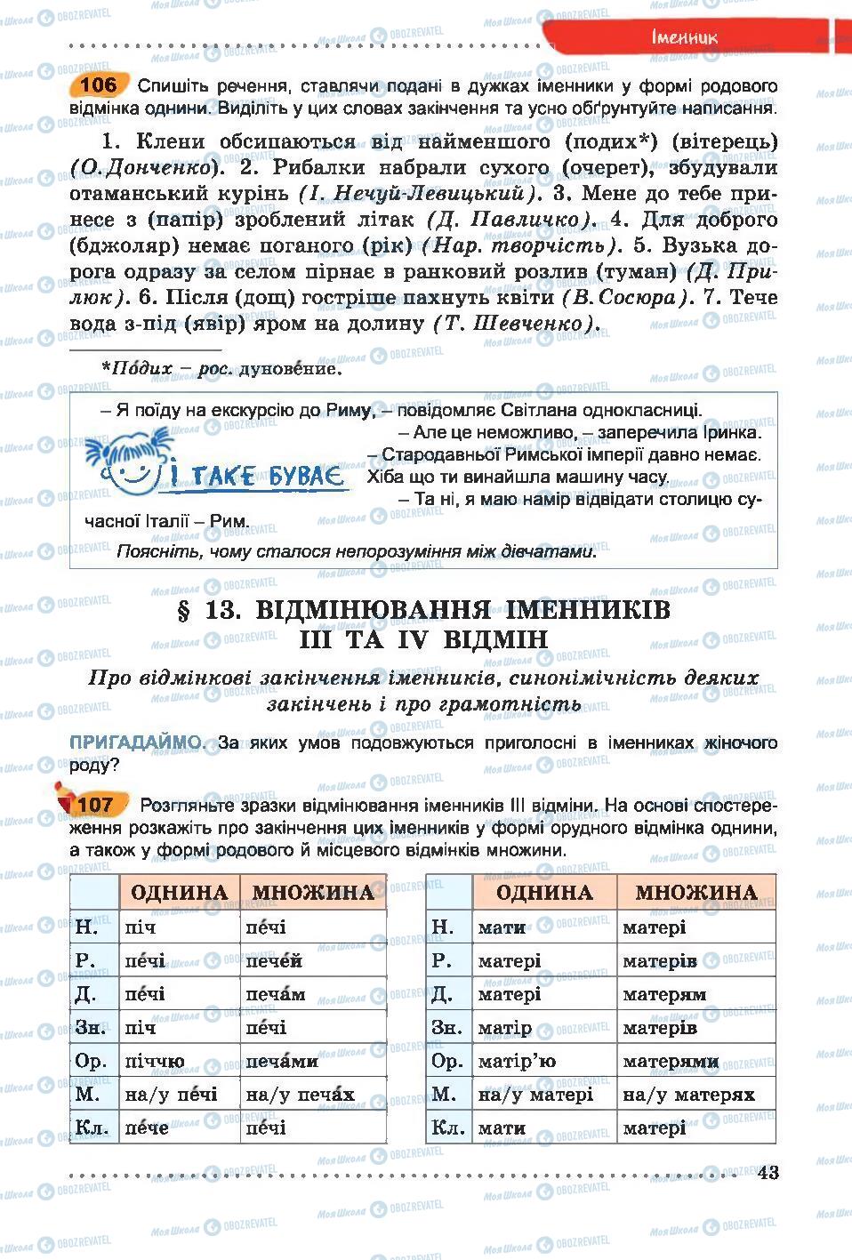 Підручники Українська мова 6 клас сторінка  43