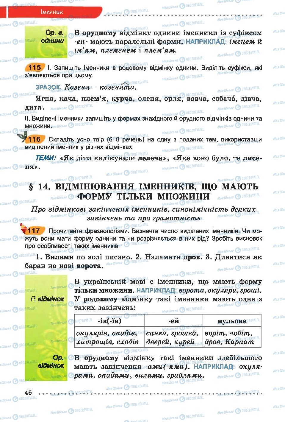 Учебники Укр мова 6 класс страница  46